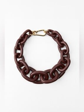 ZARA Chunky Resin Chain Necklace – Burgundy NIB